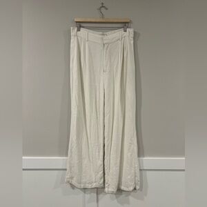 Abercrombie & Fitch White Linen Wide Leg Pants LR High Rise Tailored Summer